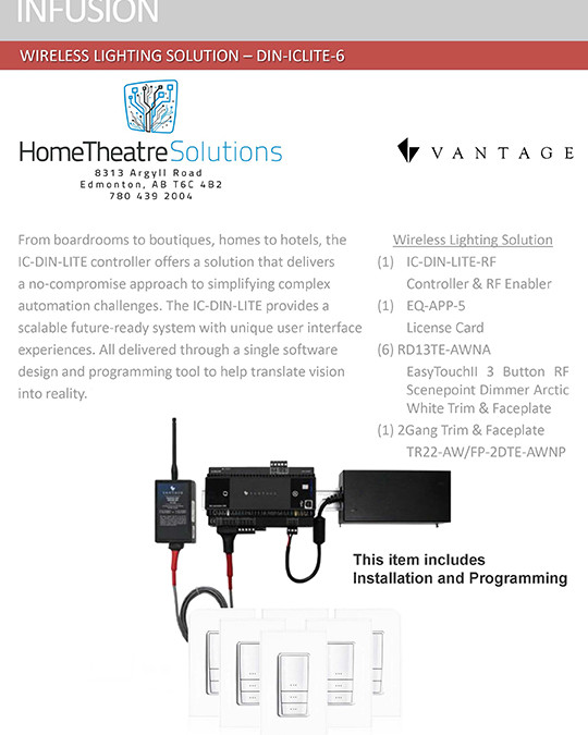 Vantage Controls – Wireless Lighting Solution DIN-ICLITE-6 (Donated by: Home Theatre Solutions)